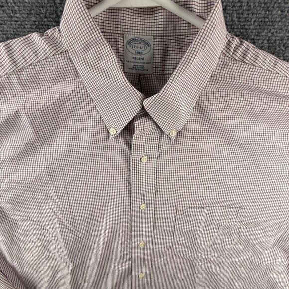 Brooks Brothers Red Check 17.5 6/7 Cotton Button-Down Regent Non-Iron Men Shirt - Picture 1 of 16